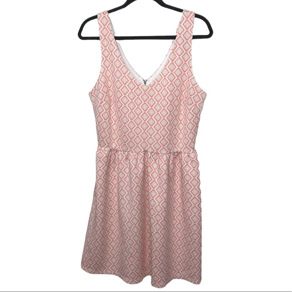 Copper Key Ivory Orange Geometric Print Sleeveless Dress XL